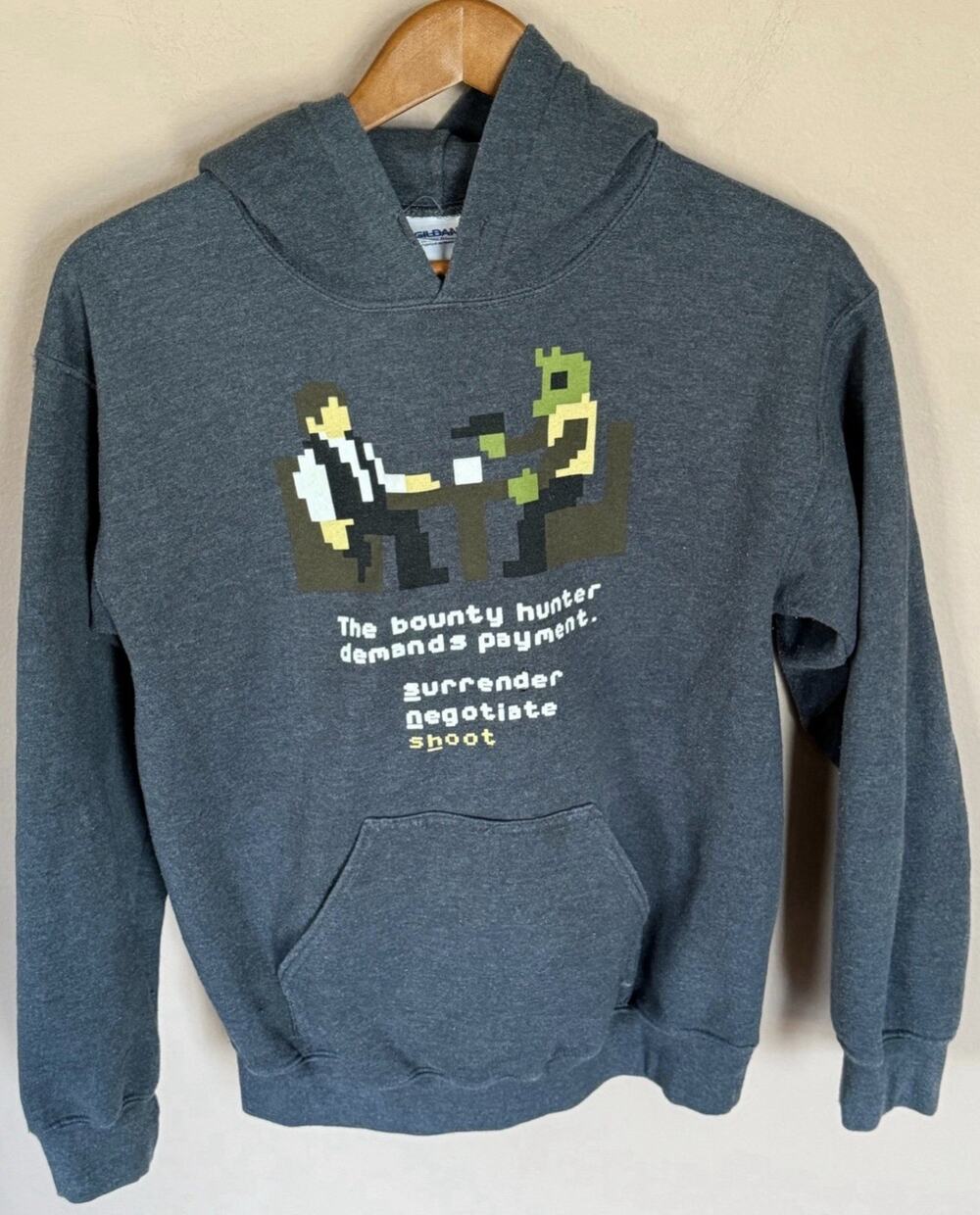 Star Wars + Minecraft Hoodie Small “Bounty Hunter Demands Payment”